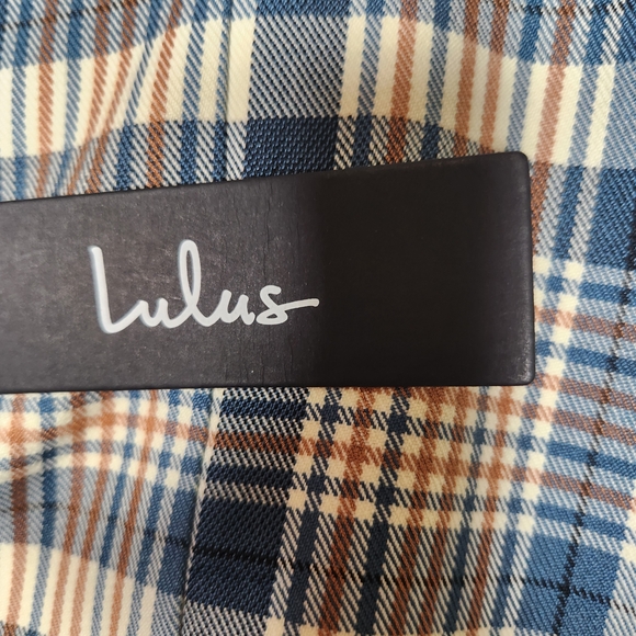 Lulu's White and Blue Mini Pencil Skirt with Slit Womens Size Large NWT - Picture 4 of 11